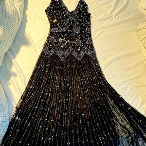 Pisarro nights embellished drop waist dress